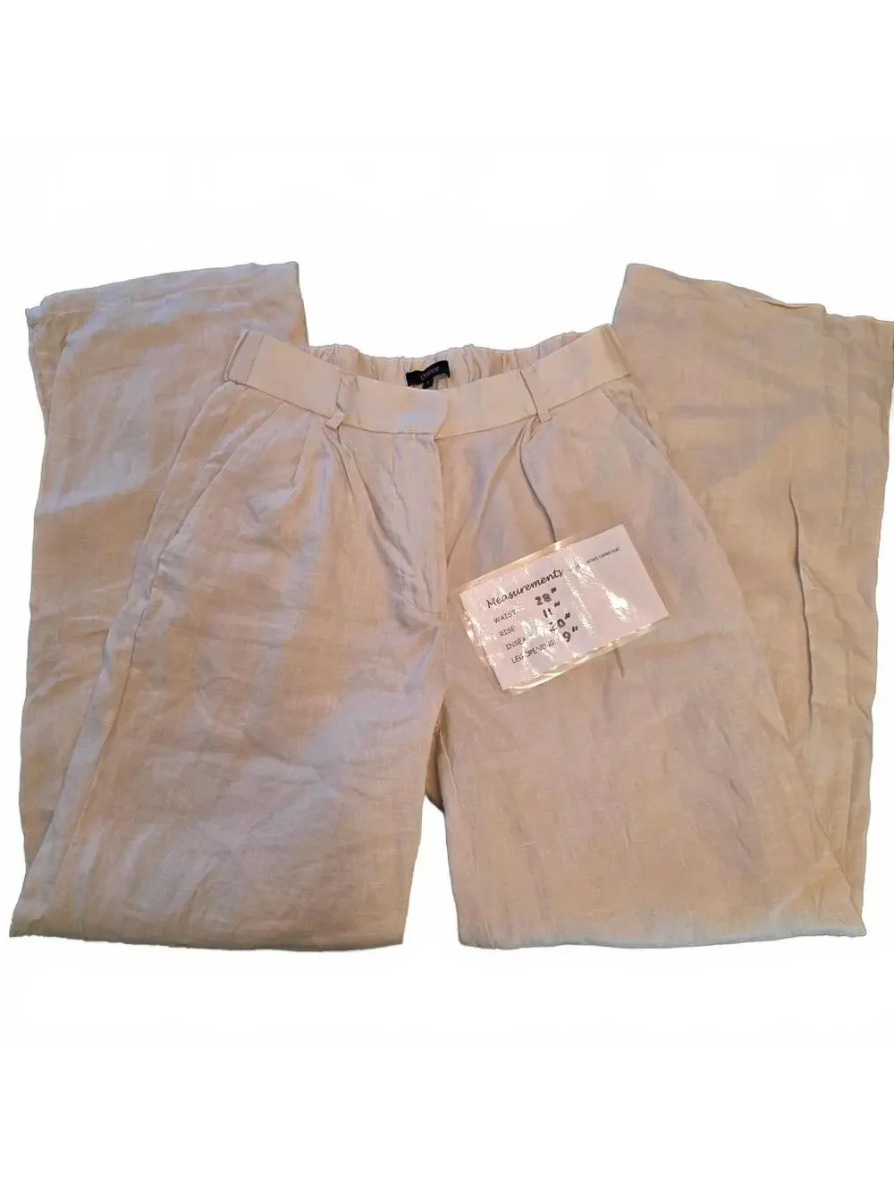 Quince 100% European Linen Pleated Trouser Size 2 Cream Lightweight